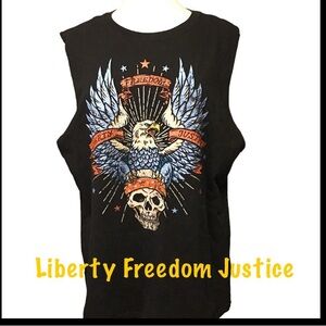 Celebrate Liberty Freedom Justice Men’s /Unisex Tank Tee Swim Coverup USA Sz L